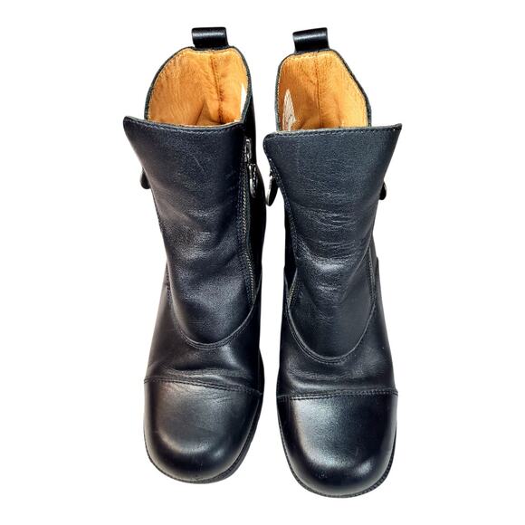 VTG Double H Y2K Women's Double Zip Leather Boots Chunky Heel Black US Size 9.5 - Picture 4 of 8